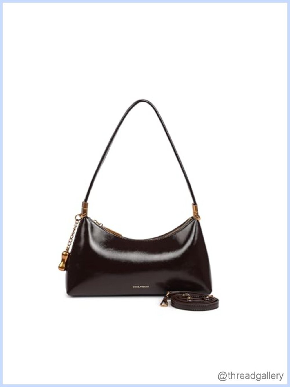 Faux Leather Crescent Crossbody Bag Adjustable Strap Zipper Shoulder Purse